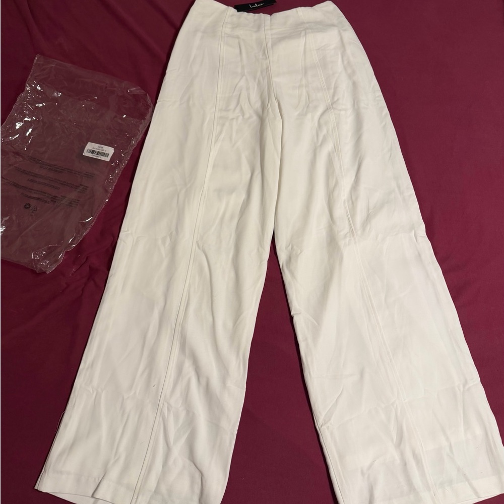 Lulu's Elegant White Wide-Leg Pants